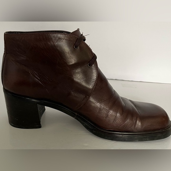 Joan & David Shoes Women’s 41 Vintage Brown‎ Leather Ankle Booties Lace - Picture 5 of 10